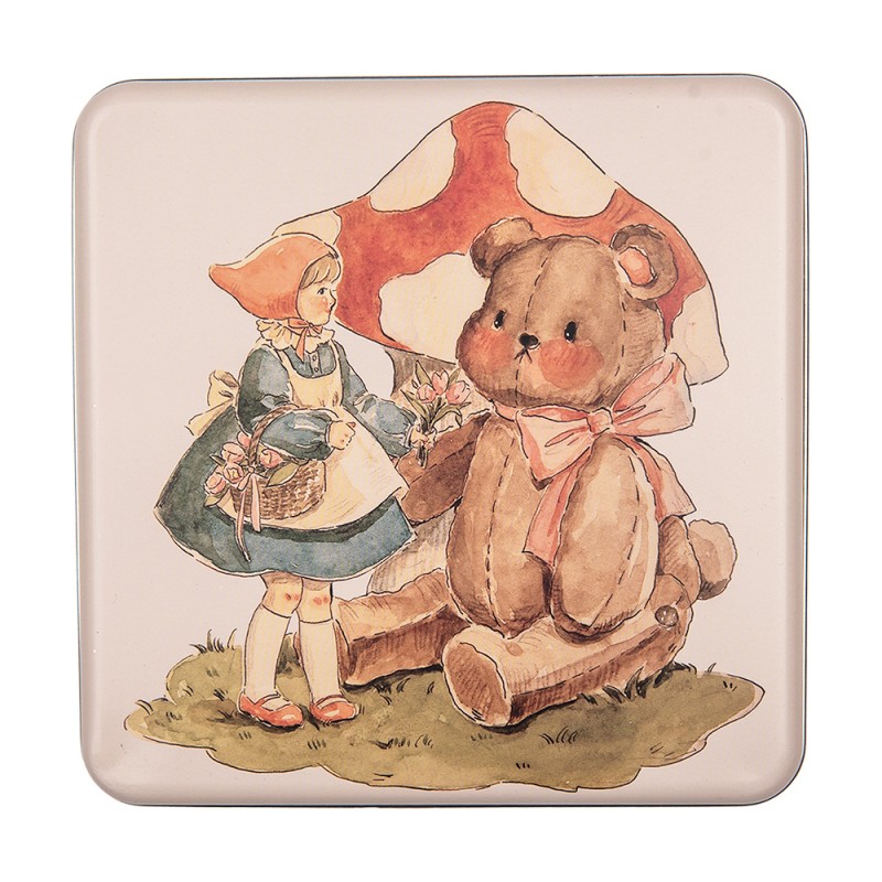 Clayre & Eef Aufbewahrungsdose 17x17x6 cm Beige Bär