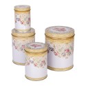 Clayre & Eef Boîte de rangement Set de 4 Ø 11 /Ø 9 /Ø 8 /Ø 6 cm Blanc