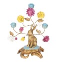 Clayre & Eef Candle holder 30x16x37 cm Gold colored Plastic Rabbit Flowers