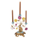 Clayre & Eef Candle holder 30x16x37 cm Gold colored Plastic Rabbit Flowers