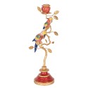 Clayre & Eef Candelabro 17x9x33 cm Rosso Plastica Pappagalli
