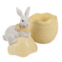 Clayre & Eef Decorative Bowl Egg 11x10x20 cm Yellow White Plastic Rabbit