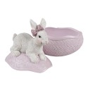 Clayre & Eef Scodella decorativa Uovo 9x13x16 cm Rosa Bianco Plastica Coniglio