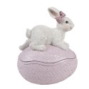 Clayre & Eef Scodella decorativa Uovo 9x13x16 cm Rosa Bianco Plastica Coniglio