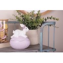 Clayre & Eef Scodella decorativa Uovo 9x13x16 cm Rosa Bianco Plastica Coniglio