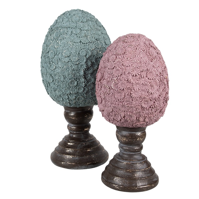 Clayre & Eef Decorative Figurine Egg Ø 16x34 cm Blue Plastic