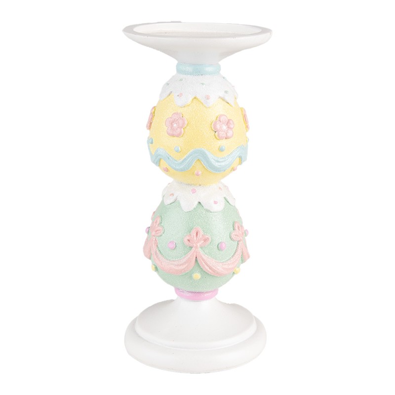 Clayre & Eef Candelabro Ø 10x22 cm Bianco Plastica