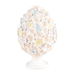 Clayre & Eef Dekorationsfigur Ei Ø 12x19 cm Weiß Rosa Kunststoff