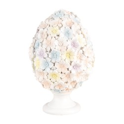 Clayre & Eef Dekorationsfigur Ei Ø 12x19 cm Weiß Rosa Kunststoff