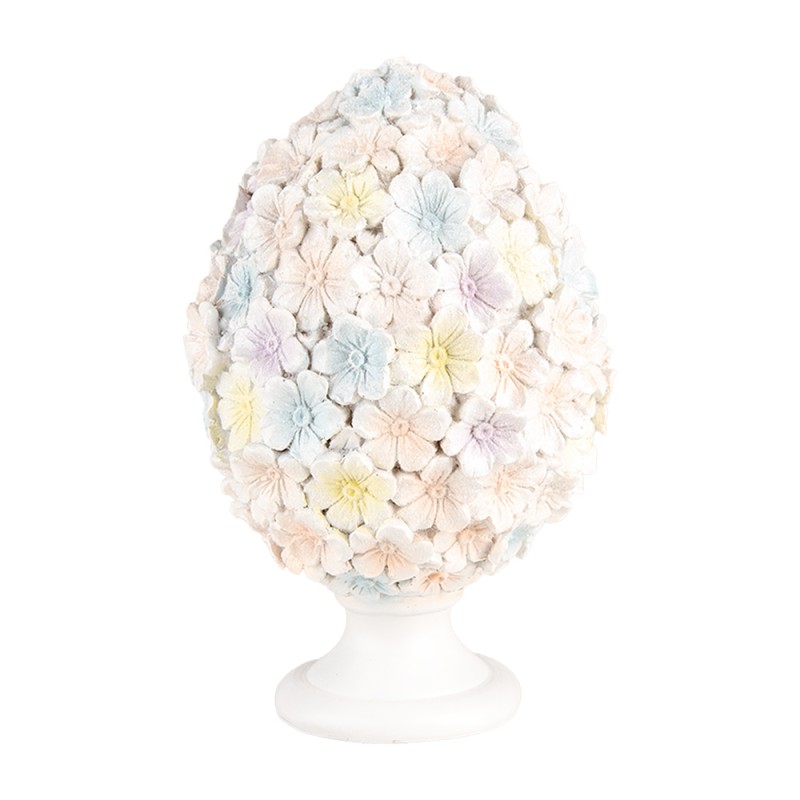 Clayre & Eef Dekorationsfigur Ei Ø 12x19 cm Weiß Rosa Kunststoff