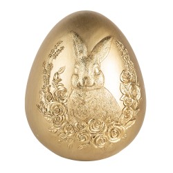 Clayre & Eef Dekorationsfigur Ei Ø 17x21 cm Goldfarbig Kunststoff