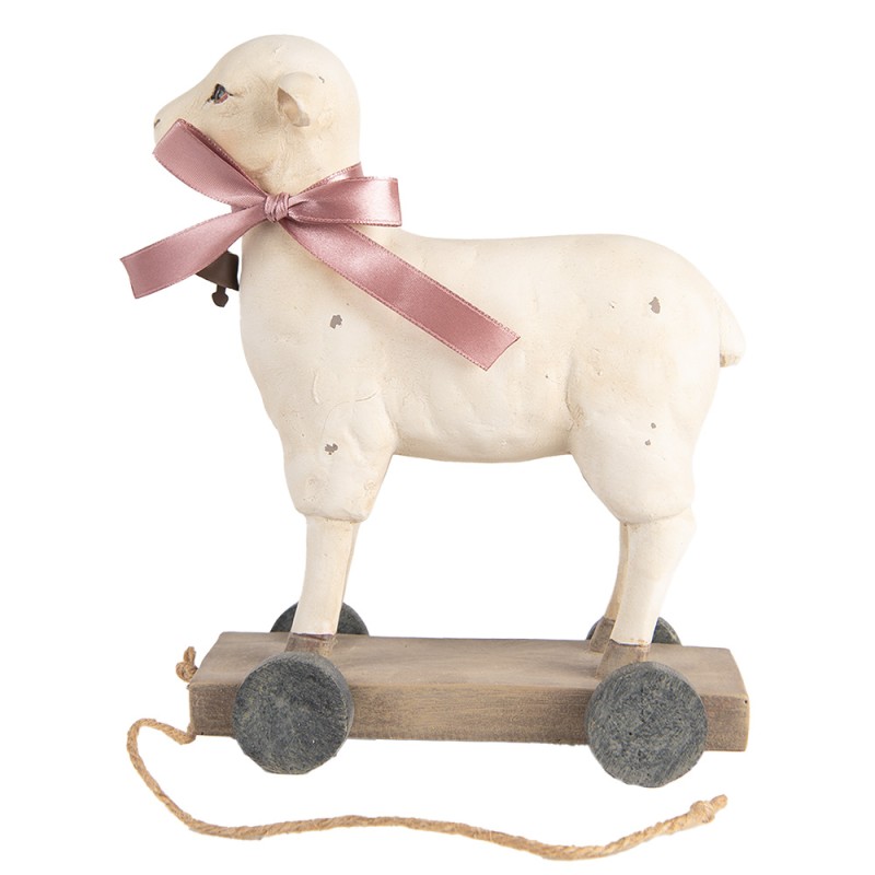 Clayre & Eef Decoratie Beeld Schaap 17x9x20 cm Beige Kunststof