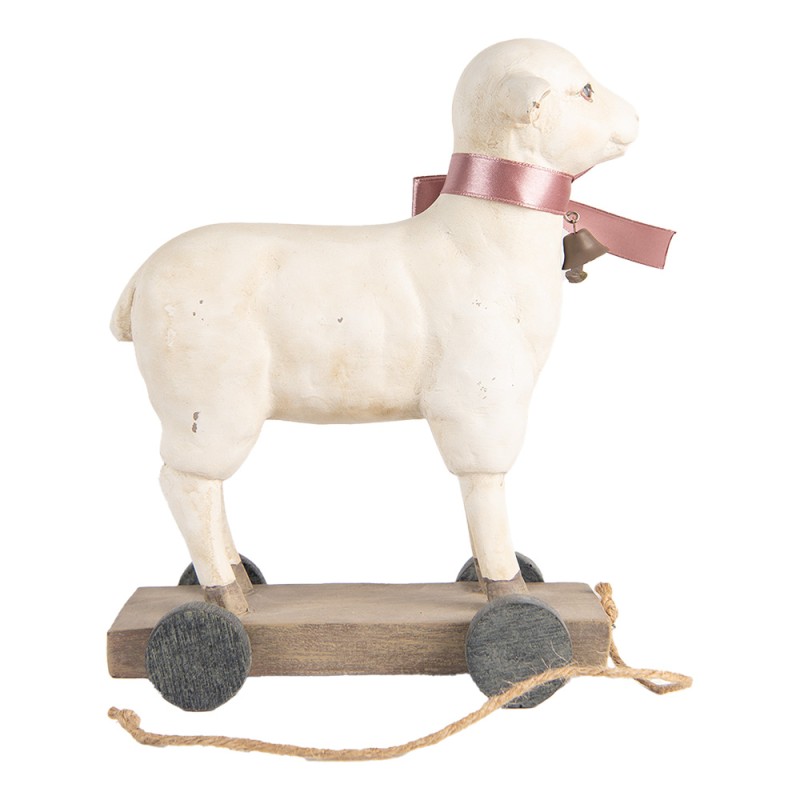 Clayre & Eef Decoratie Beeld Schaap 17x9x20 cm Beige Kunststof