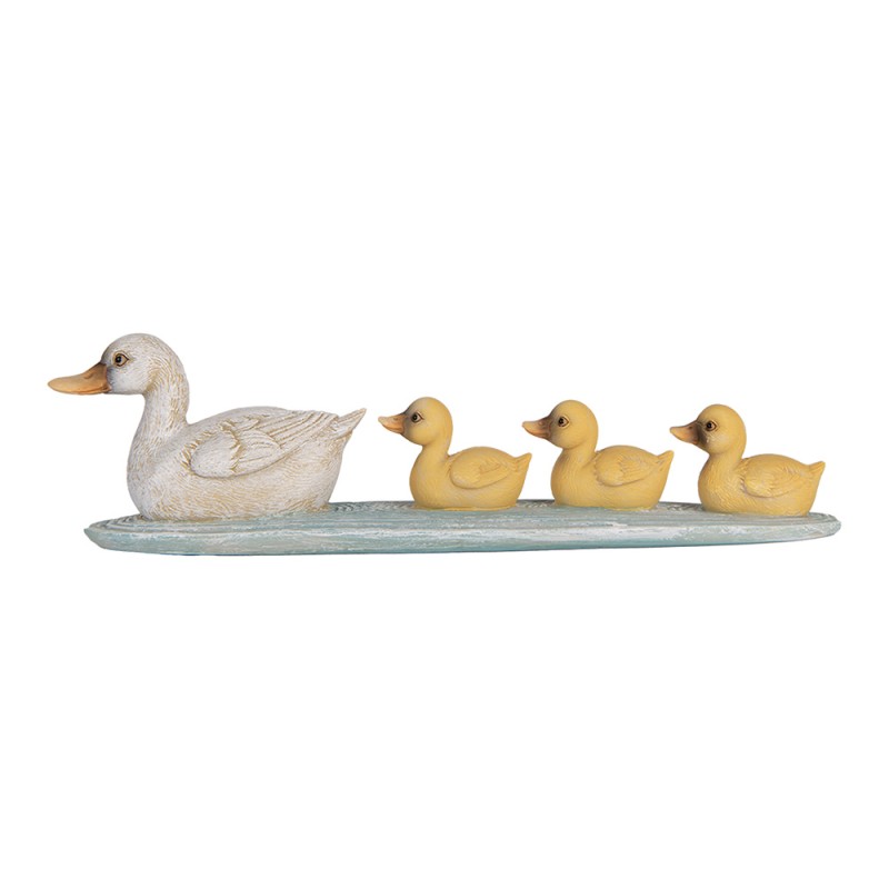 Clayre & Eef Decoratie Beeld Eend 26x6x7 cm Wit Geel Kunststof