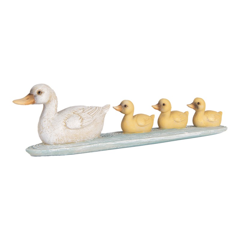 Clayre & Eef Decoratie Beeld Eend 26x6x7 cm Wit Geel Kunststof