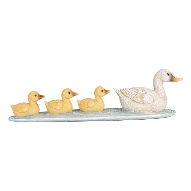 Clayre & Eef Decoratie Beeld Eend 26x6x7 cm Wit Geel Kunststof