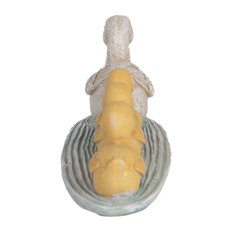 Clayre & Eef Decoratie Beeld Eend 26x6x7 cm Wit Geel Kunststof