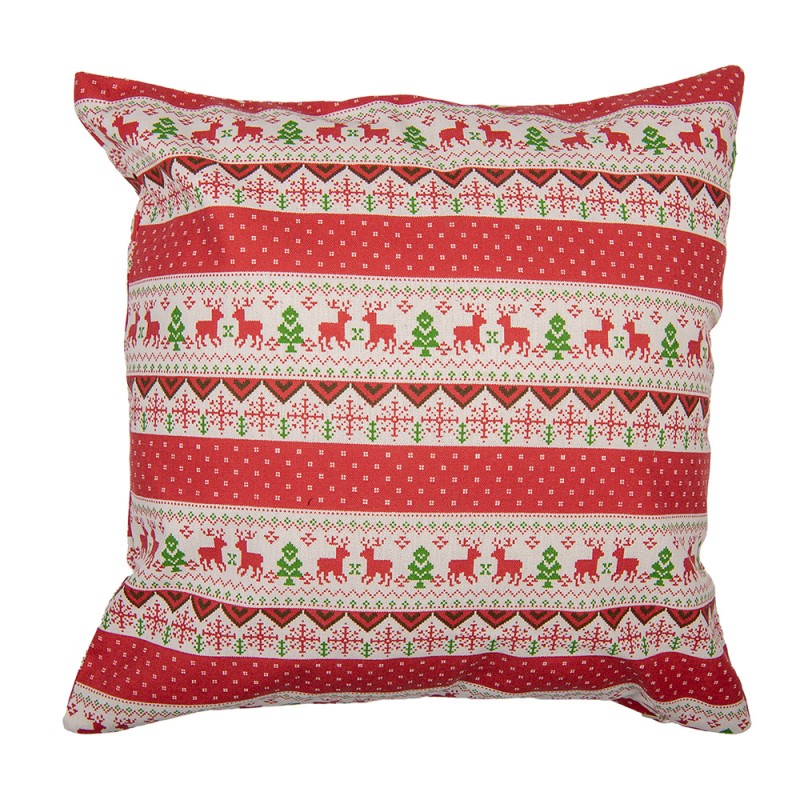 Clayre & Eef Cushion Cover 44x44 cm Red Polyester Cotton Square
