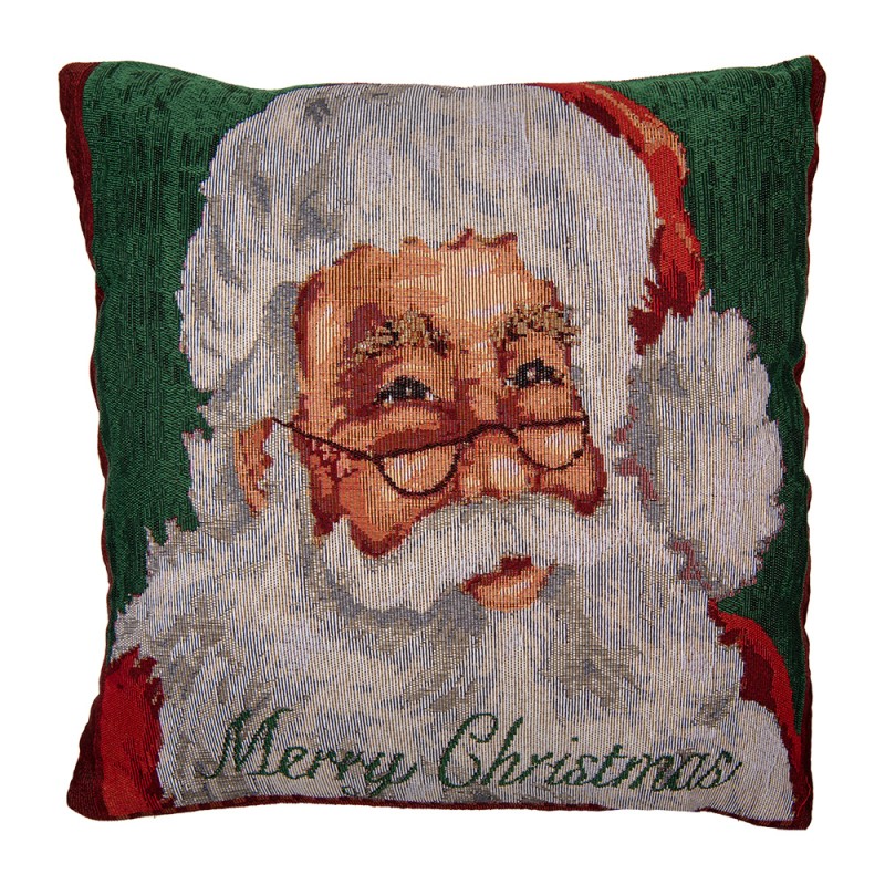 Clayre & Eef Cushion Cover 44x44 cm Red Polyester Square Santa Claus