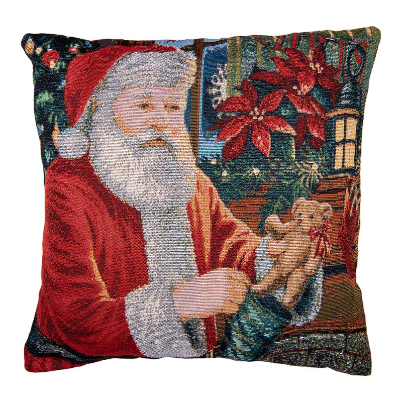 Clayre & Eef Cushion Cover 44x44 cm Red Polyester Square Santa Claus