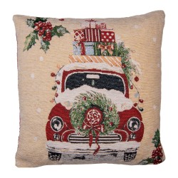 Clayre & Eef Cushion Cover 44x44 cm Beige Polyester Cotton Square Christmas
