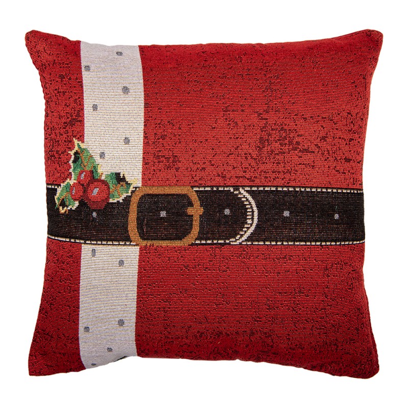 Clayre & Eef Cushion Cover 44x44 cm Red Polyester Cotton Square Santa Claus