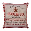 Clayre & Eef Cushion Cover 44x44 cm Beige Red Polyester Cotton Square Christmas