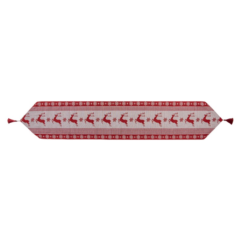 Clayre & Eef Chemin de table de Noël 33x180 cm Rouge Polyester