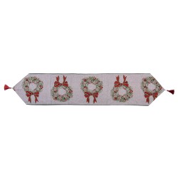 Clayre & Eef Chemin de table de Noël 33x180 cm Beige Polyester Coton