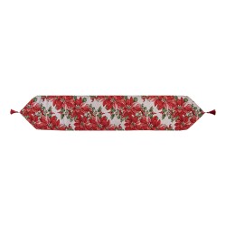 Clayre & Eef Chemin de table de Noël 33x180 cm Rouge Polyester Coton