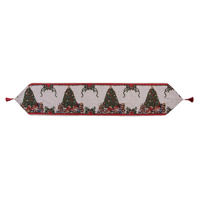 Clayre & Eef Christmas Table Runner 33x180 cm Beige Polyester