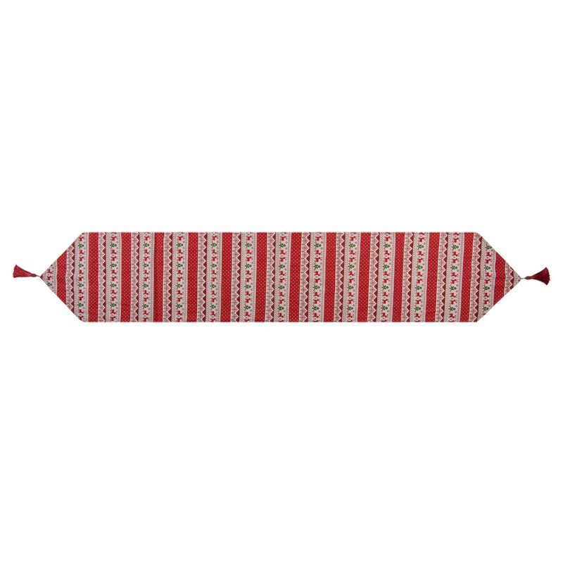 Clayre & Eef Chemin de table de Noël 33x180 cm Rouge Polyester