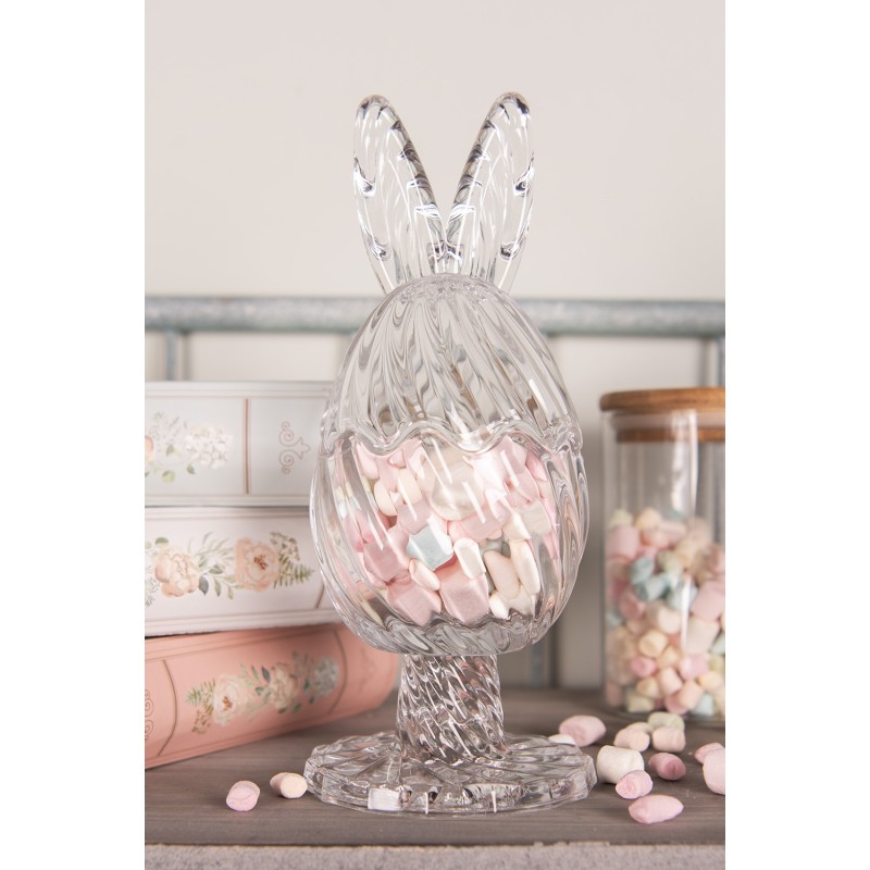 Clayre & Eef Glazen potje Ei Ø 9x22 cm Transparant Glas