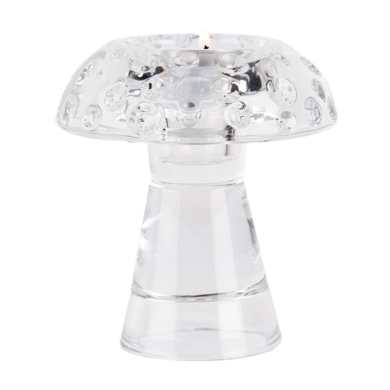 Clayre & Eef Candle holder Ø 10x11 cm Transparent Glass