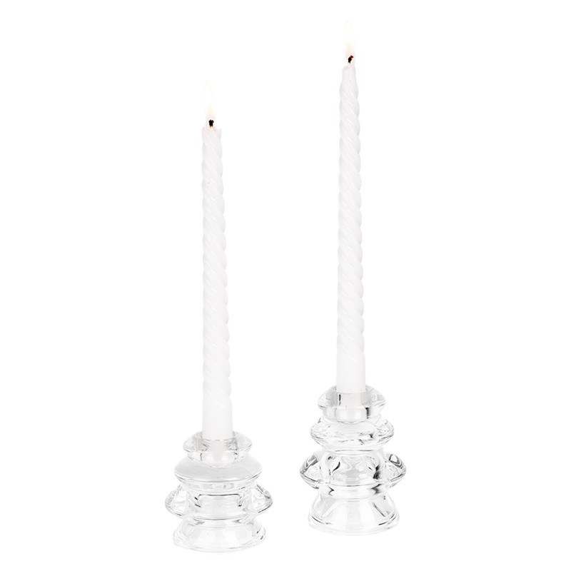 Clayre & Eef Candelabro Ø 8x7 cm Trasparente Vetro