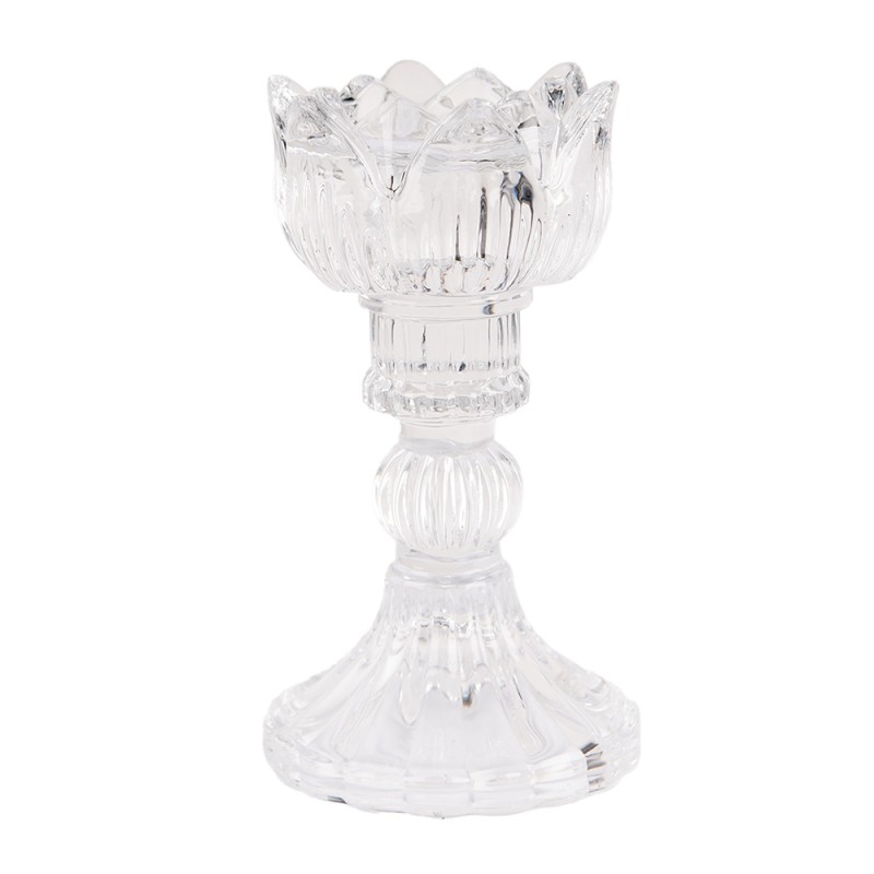 Clayre & Eef Candle holder Ø 8x15 cm Transparent Glass