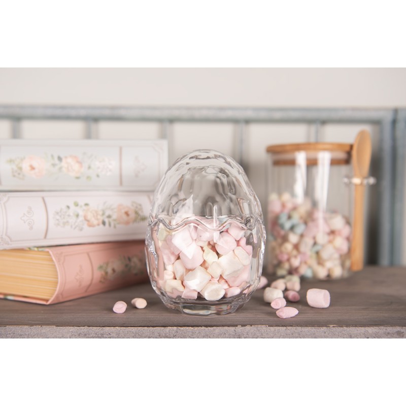 Clayre & Eef Pot en verre Œuf Ø 9x12 cm Transparent Verre
