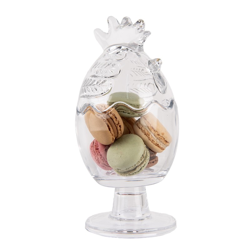 Clayre & Eef Pot en verre Poulet Ø 10x22 cm Transparent Verre