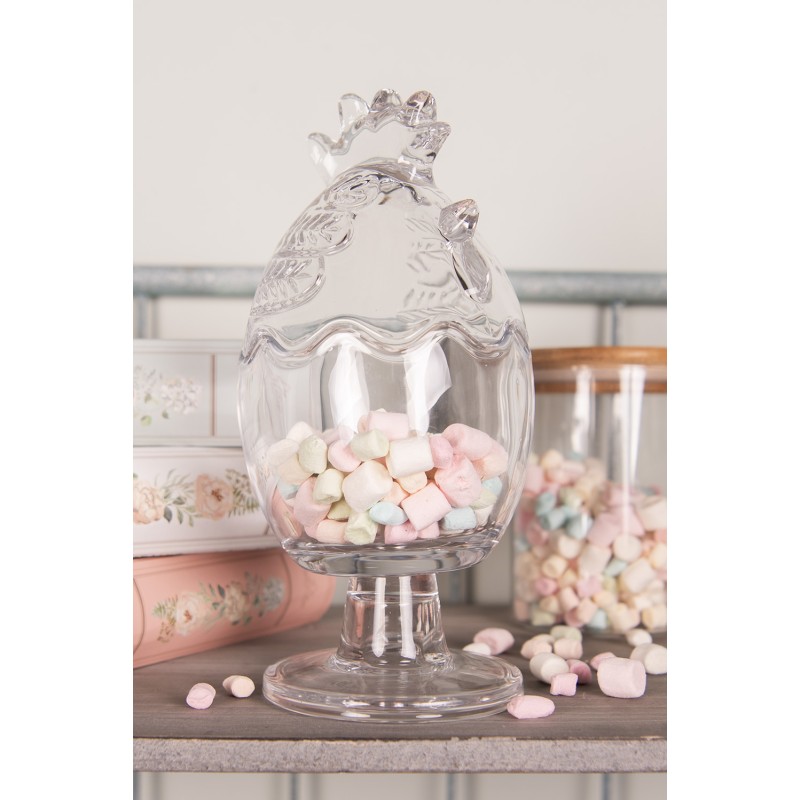 Clayre & Eef Pot en verre Poulet Ø 10x22 cm Transparent Verre