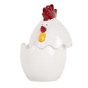 Clayre & Eef Barattolo di vetro Pollo Ø 8x14 cm Bianco Vetro