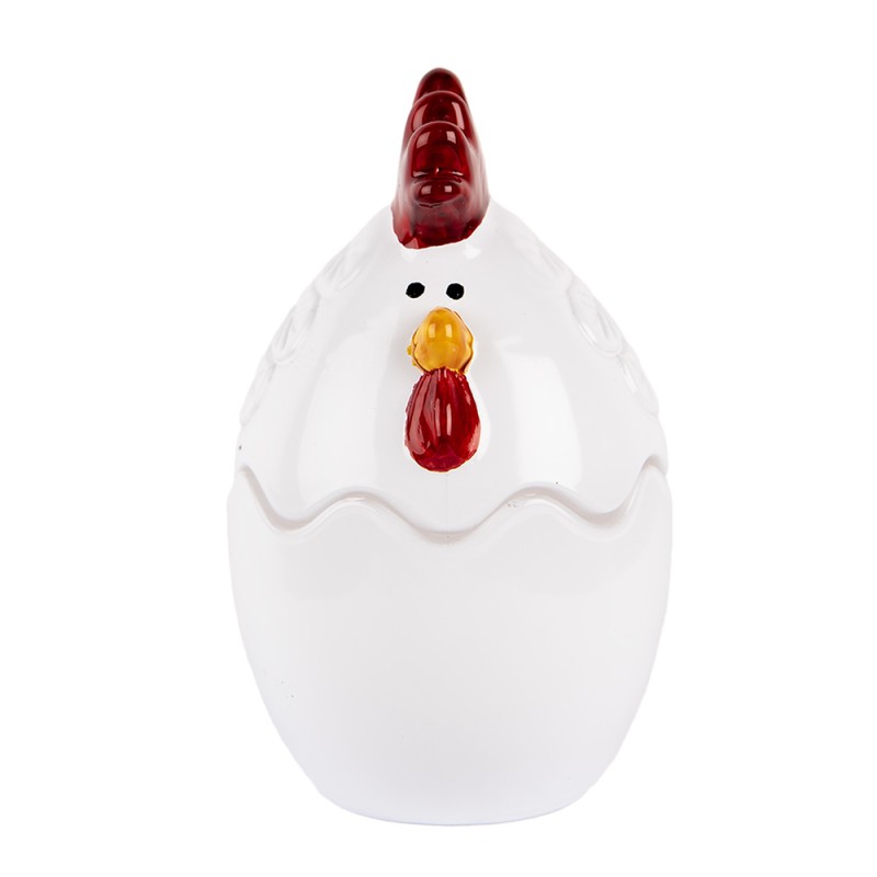 Clayre & Eef Glastopf Huhn Ø 6x9 cm Weiß Glas