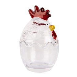 Clayre & Eef Barattolo di vetro Pollo Ø 6x9 cm Trasparente Vetro