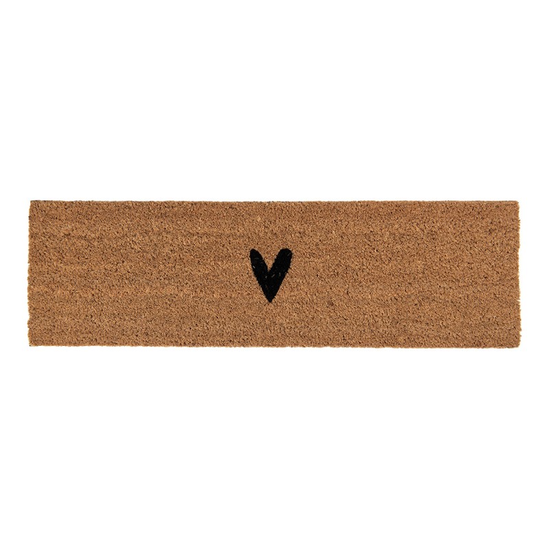 Clayre & Eef Door Mat 75x22 cm Brown PVS Coconut Fiber Heart