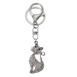 Clayre & Eef Portachiavi Gatto  3x2x5 cm Color argento Metallo