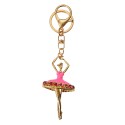 Clayre & Eef Keychain Ballerina 4x2x8 cm Gold colored Pink Metal