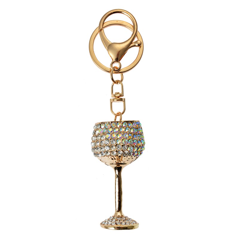 Clayre & Eef Keychain Wine glass 3x2x6 cm Gold colored Metal