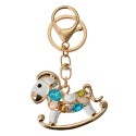 Clayre & Eef Porte-clés Cheval à bascule 6x2x4 cm Couleur or Blanc Métal