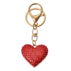 Clayre & Eef Keychain Heart 4x2x4 cm Gold colored Red Metal