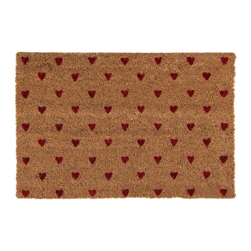 Clayre & Eef Zerbino 60x40 cm Marrone Fibra di cocco in PVC Cuoricini