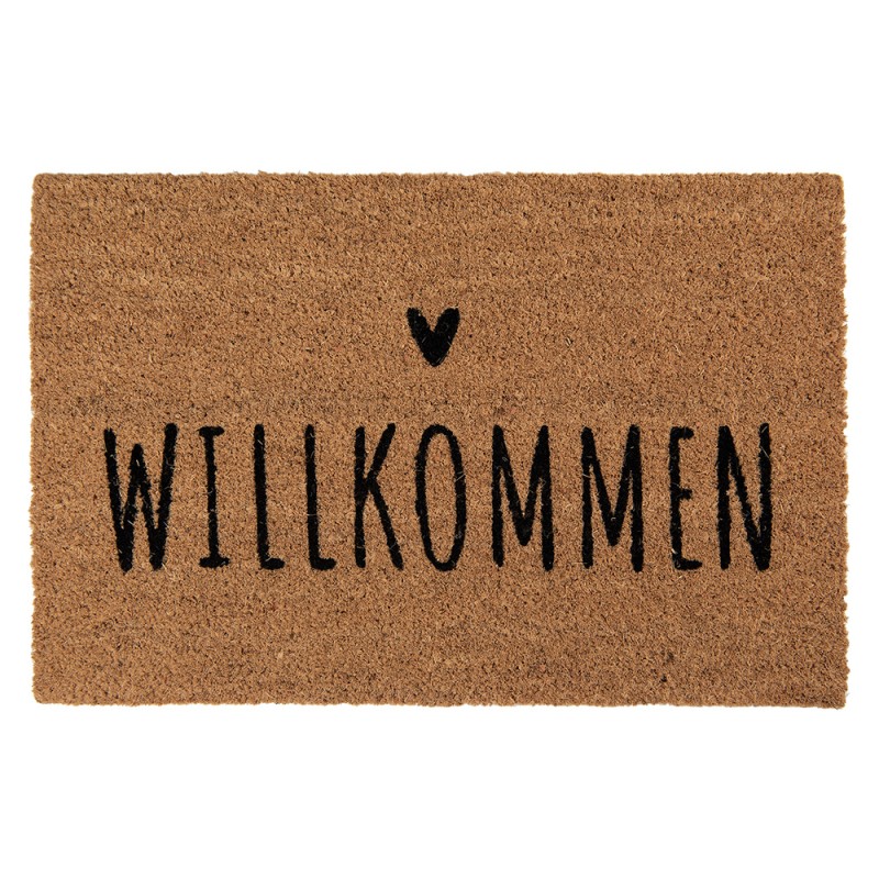 Clayre & Eef Deurmat 60x40 cm Bruin Kokosvezel PVC WILLKOMMEN